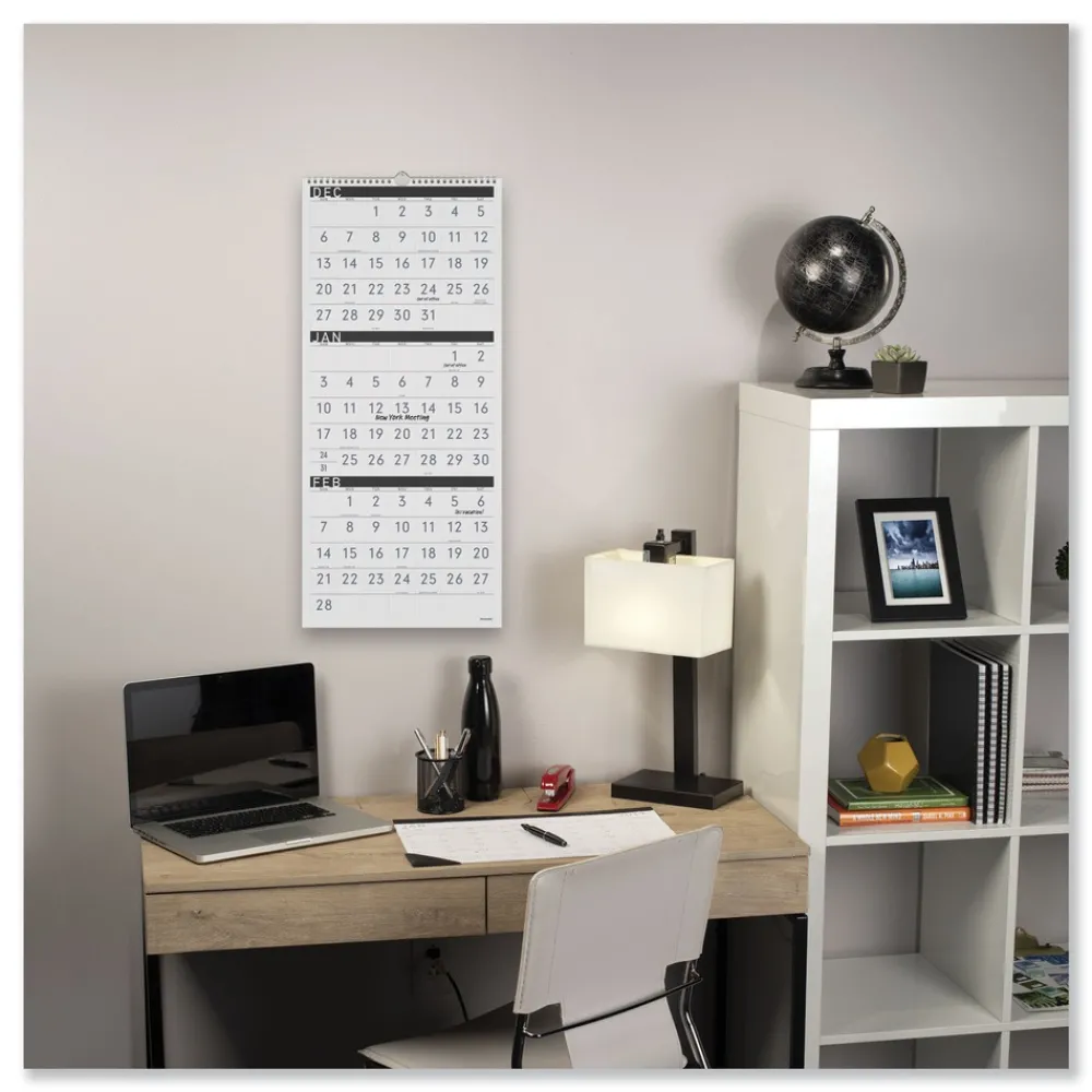 Online 15-Month: Dec 2025 to Feb 2027 Three-Month Reference 12 in. x 27 in. Contemporary Artwork/Formatting Wall Calendar - White Sheets Calendars & Planners
