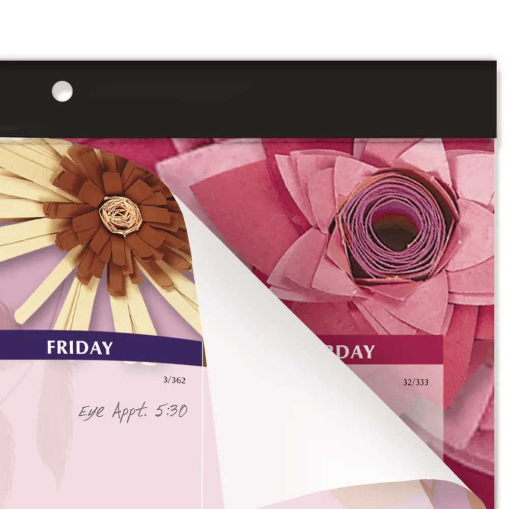 Discount 12-Month (Jan to Dec): 2026 22 in. x 17 in. Floral Artwork Paper Flowers Desk Pad - Black Binding/Clear Corners Paper & Printables