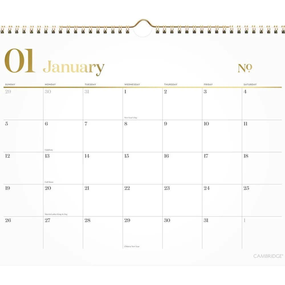 Sale WorkStyle 15 in. x 12 in. 12-Month (Jan to Dec) 2025 Monthly Wall Calendar - White/Gold Sheets Calendars & Planners