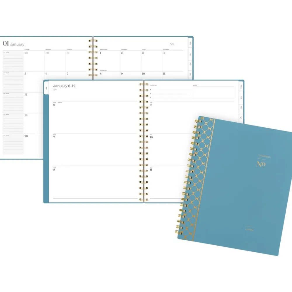 Best Workstyle 11 in. x 9.38 in. 12-Month (Jan to Dec) 2025 Geometric Artwork Weekly/Monthly Planner - Blue/Gold Cover Calendars & Planners