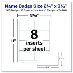Discount 74461 3.5 in. x 2.25 in. Top Load Clip-Style Badge Holder with Laser/Inkjet Insert - White (100/Box) Labels & Label Makers
