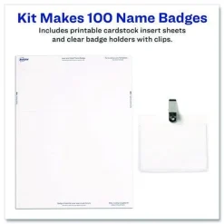 Discount 74461 3.5 in. x 2.25 in. Top Load Clip-Style Badge Holder with Laser/Inkjet Insert - White (100/Box) Labels & Label Makers