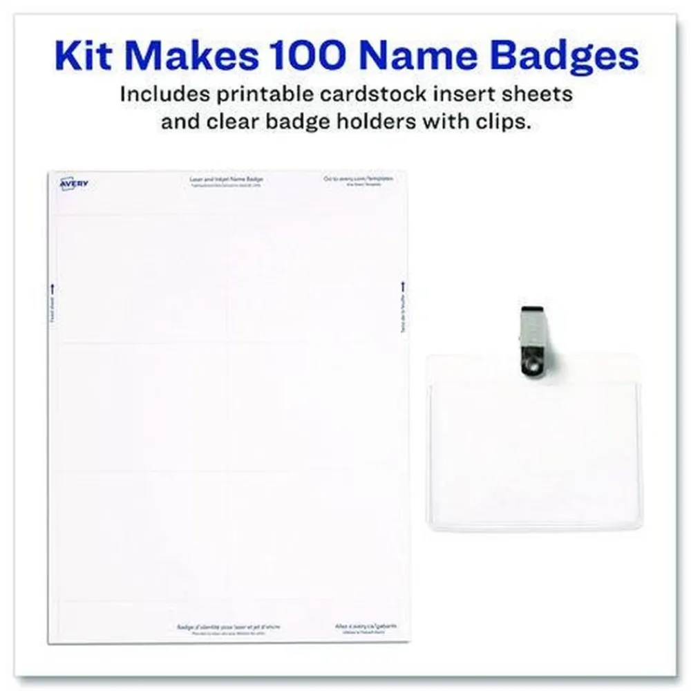 Discount 74461 3.5 in. x 2.25 in. Top Load Clip-Style Badge Holder with Laser/Inkjet Insert - White (100/Box) Labels & Label Makers