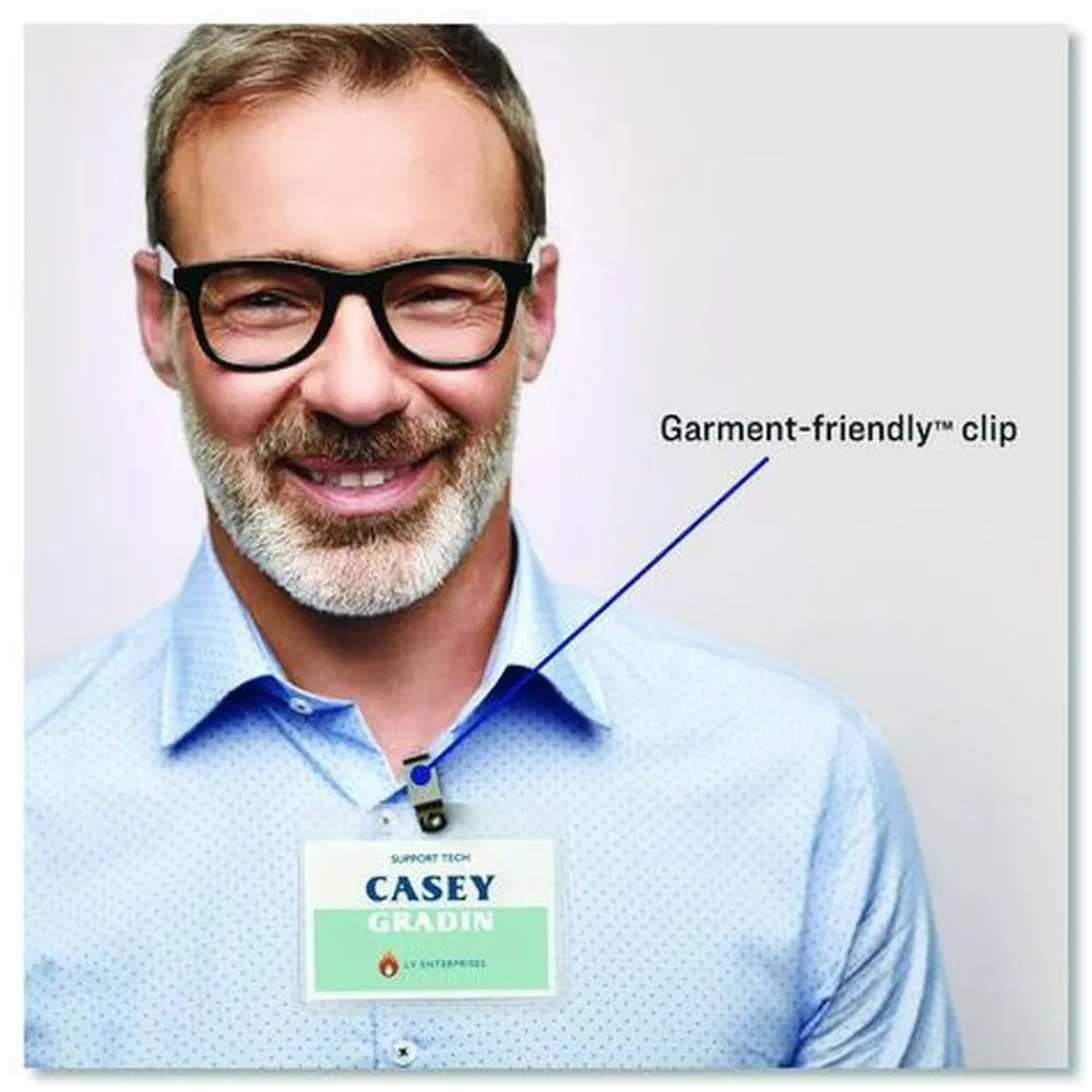 Discount 74461 3.5 in. x 2.25 in. Top Load Clip-Style Badge Holder with Laser/Inkjet Insert - White (100/Box) Labels & Label Makers