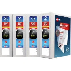 New 11 in. x 8.5 in. 3 Rings 3 in. Capacity Heavy-Duty View Binder with DuraHinge and Locking One Touch EZD Rings - White (4/Carton) Binders & Binding Supplies