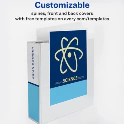 New 11 in. x 8.5 in. 3 Rings 3 in. Capacity Heavy-Duty View Binder with DuraHinge and Locking One Touch EZD Rings - White (4/Carton) Binders & Binding Supplies