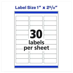 Clearance 1 in. x 2.63 in. Address Labels with Sure Feed Technology for Laser Printers - White (30/Sheet, 250 Sheets/Box) Labels & Label Makers