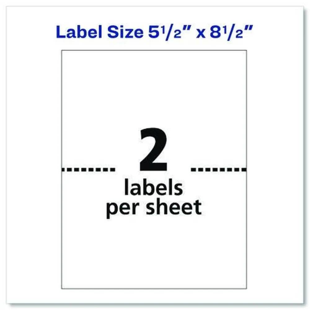 Outlet 5.5 in. x 8.5 in. Shipping Labels-Bulk Packs for Inkjet/Laser Printers - White (2/Sheet, 250 Sheets/Box) Labels & Label Makers