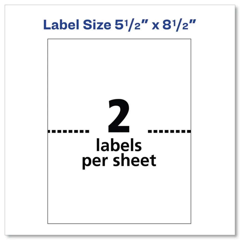 Online 5.5 in. x 8.5 in. Shipping Labels with TrueBlock Technology for Laser Printers - White (2/Sheet, 250 Sheets/Box) Labels & Label Makers