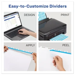 Outlet 11 in. x 8.5 in. 5-Tab Print and Apply Index Maker Clear Label Dividers - White (50 Sets/Box) Binders & Binding Supplies