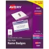 Online 4 in. x 3 in. Top Load Clip-Style Name Badge Holder with Laser/Inkjet Insert - White (40/Box) Labels & Label Makers