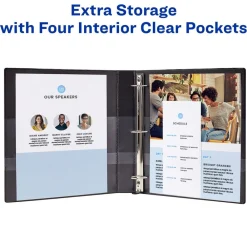 3 One Touch EZD Rings 1 in. Capacity 11 in. x 8.5 in. Heavy-Duty View Binder with DuraHinge - Navy Blue (12/Carton) Binders & Binding Supplies