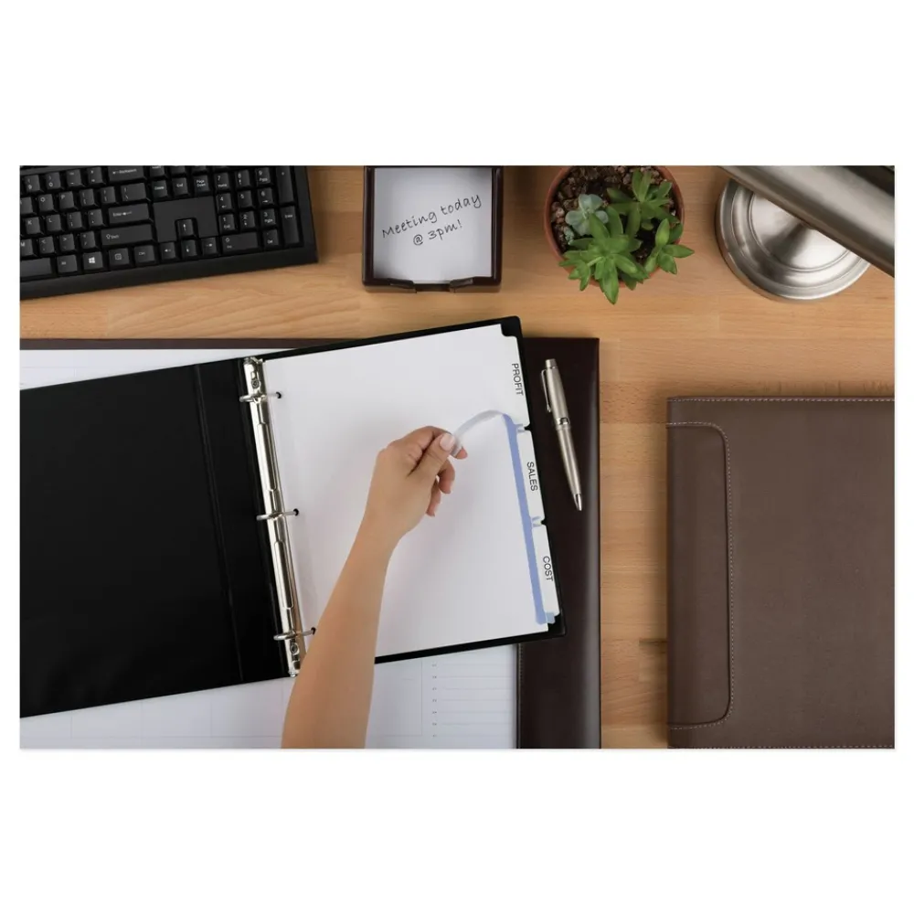 Sale Index Maker 11 in. x 8.5 in. 3-Tab Print and Apply Clear Label Dividers - White (25/Box) Binders & Binding Supplies