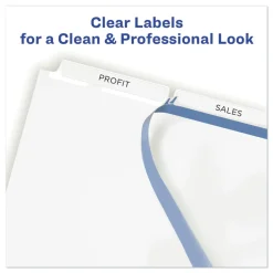 Sale Index Maker 11 in. x 8.5 in. 3-Tab Print and Apply Clear Label Dividers - White (25/Box) Binders & Binding Supplies