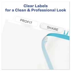 New Index Maker 11 in. x 8.5 in. 5-Tab Print and Apply Clear Label Dividers - White (25/Box) Binders & Binding Supplies