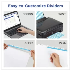 New Index Maker 11 in. x 8.5 in. 5-Tab Print and Apply Clear Label Dividers - White (25/Box) Binders & Binding Supplies