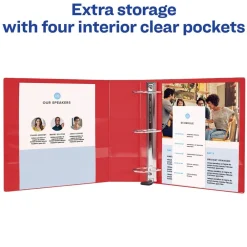 Best One Touch EZD Rings 3 Rings 1 in. Capacity 11 in. x 8.5 in. Heavy-Duty DuraHinge View Binder - Red (12/Carton) Binders & Binding Supplies