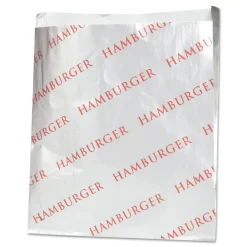 Best 300527 6 in. x 6.5 in. Foil Single-Serve Bags - Silver, Hamburger Design (1000/Carton) Tabletop And Serveware