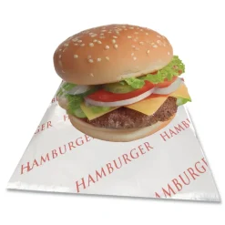 Best 300527 6 in. x 6.5 in. Foil Single-Serve Bags - Silver, Hamburger Design (1000/Carton) Tabletop And Serveware