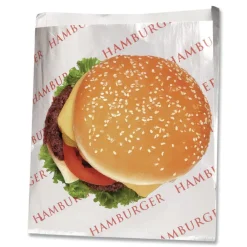 Best 300527 6 in. x 6.5 in. Foil Single-Serve Bags - Silver, Hamburger Design (1000/Carton) Tabletop And Serveware