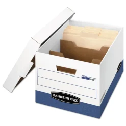 12.75 in. x 16.5 in. x 10.38 in. R-KIVE Heavy-Duty Letter/Legal Storage Boxes with Dividers - White/Blue (12/Carton) Desk Accessories & Office Organizers