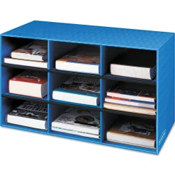 Hot Classroom 28.25 in. x 13 in. x 16 in. 9-Compartment Literature Sorter - Blue (4/Carton) Desk Accessories & Office Organizers