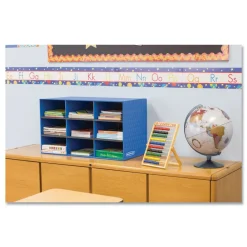 Hot Classroom 28.25 in. x 13 in. x 16 in. 9-Compartment Literature Sorter - Blue (4/Carton) Desk Accessories & Office Organizers