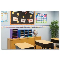 Hot Classroom 28.25 in. x 13 in. x 16 in. 9-Compartment Literature Sorter - Blue (4/Carton) Desk Accessories & Office Organizers