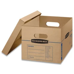 Hot SmoothMove 12 in. x 15 in. x 10 in. Classic Moving/Storage Boxes - Small, Brown/Blue (20/Carton) Desk Accessories & Office Organizers