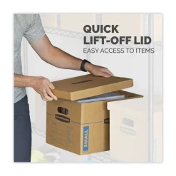 Hot SmoothMove 12 in. x 15 in. x 10 in. Classic Moving/Storage Boxes - Small, Brown/Blue (20/Carton) Desk Accessories & Office Organizers