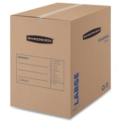 Sale SmoothMove 18 in. x 18 in. x 24 in. Basic Moving/Storage Boxes - Large, Brown/Blue (15/Carton) Desk Accessories & Office Organizers