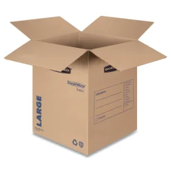 Sale SmoothMove 18 in. x 18 in. x 24 in. Basic Moving/Storage Boxes - Large, Brown/Blue (15/Carton) Desk Accessories & Office Organizers
