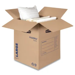 Sale SmoothMove 18 in. x 18 in. x 24 in. Basic Moving/Storage Boxes - Large, Brown/Blue (15/Carton) Desk Accessories & Office Organizers