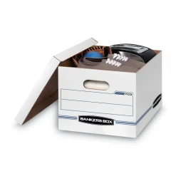 Online STOR/FILE 12.5 in. x 16.25 in. x 10.5 in. Basic-Duty Letter/Legal Storage Boxes - Kraft/Green (12/Carton) Desk Accessories & Office Organizers