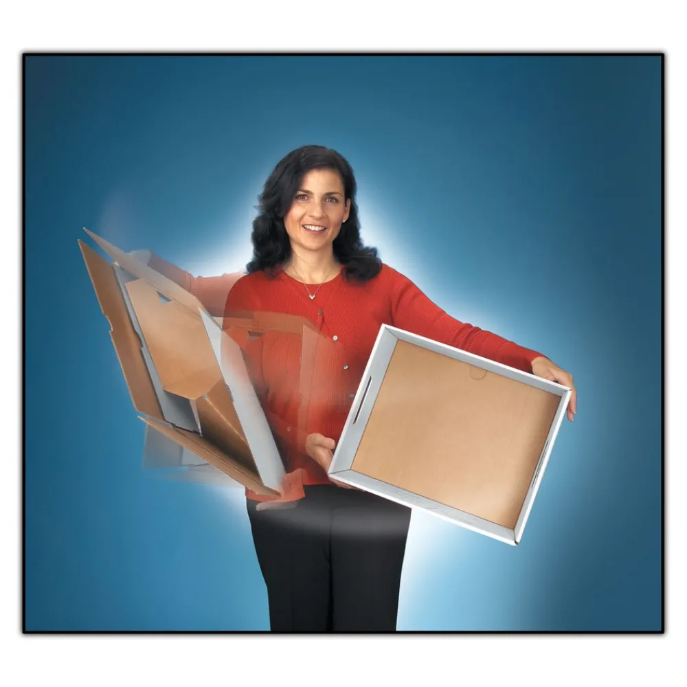 Clearance STOR/FILE 15.88 in. x 25.38 in. x 10.25 in. Medium-Duty 100 Percent Recycled Legal Storage Boxes - Kraft/Green (12/Carton) Desk Accessories & Office Organizers