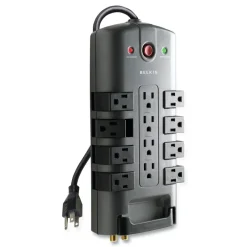 4320 J 12 AC Outlets 8 ft. Cord Pivot Plug Surge Protector - Gray Office Electronics & Batteries