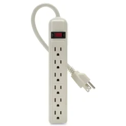 Hot 6 Outlets 3 ft. Cord Power Strip - White Office Electronics & Batteries