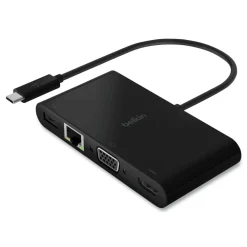 Hot 4K HDMI/USB-A/USB-C/VGA 4.9 ft. USB-C Multimedia plus Charge Adapter - Black Office Electronics & Batteries