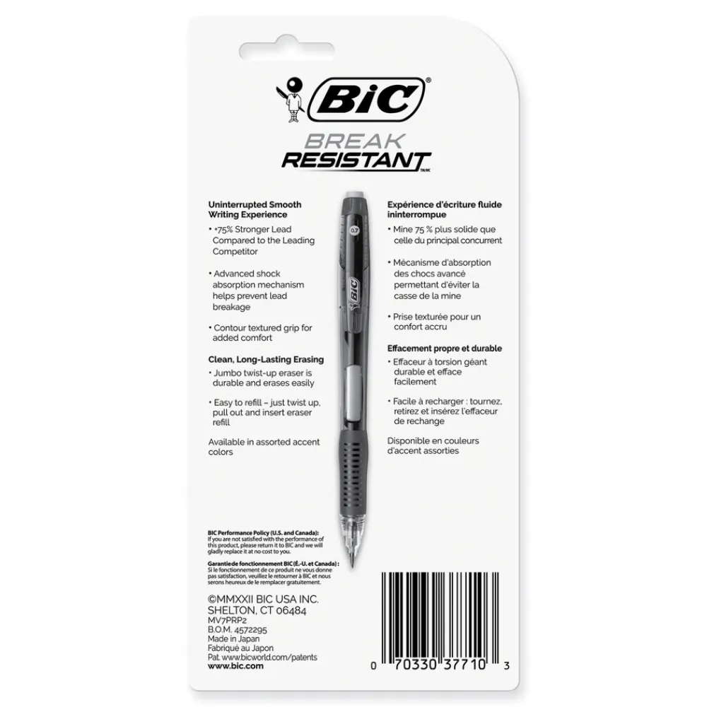 0.7 mm HB (#2) Break-Resistant Mechanical Pencils with Erasers - Black Lead, Assorted Barrel Colors (2/Pack) Pens, Pencils & Markers