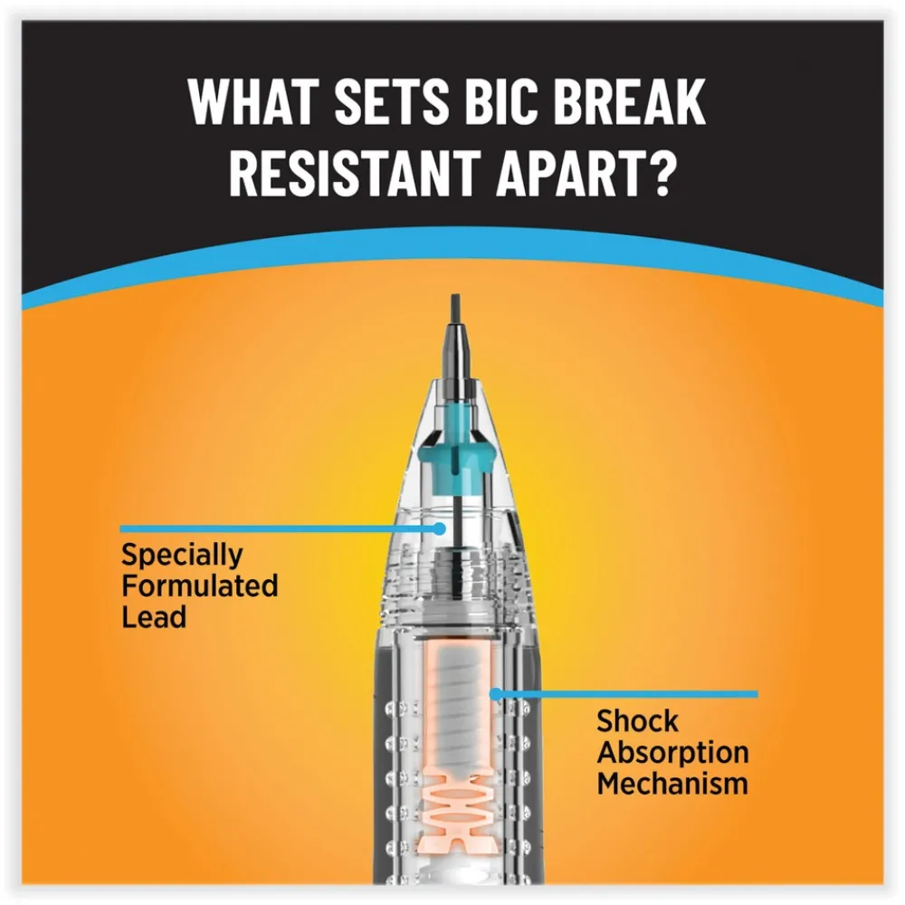 0.7 mm HB (#2) Break-Resistant Mechanical Pencils with Erasers - Black Lead, Assorted Barrel Colors (2/Pack) Pens, Pencils & Markers