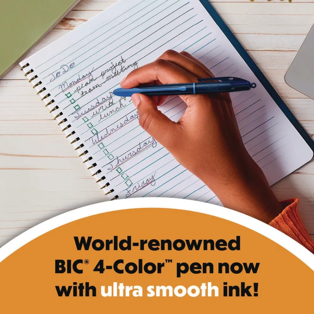 New 4-Color Smooth Medium 1 mm Retractable Ballpoint Pen - Multicolor (12/Pack) Pens, Pencils & Markers