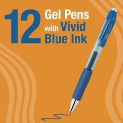 Online Medium 0.7 mm Gel-ocity Pro Quick Dry Retractable Gel Pen - Blue Ink, Blue/Clear Barrel (12/Pack) Pens, Pencils & Markers