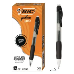 Clearance Medium 0.7 mm Gel-ocity Pro Quick Dry Retractable Gel Pen - Black Ink, Black/Clear Barrel (12/Pack) Pens, Pencils & Markers