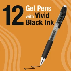 Clearance Medium 0.7 mm Gel-ocity Pro Quick Dry Retractable Gel Pen - Black Ink, Black/Clear Barrel (12/Pack) Pens, Pencils & Markers