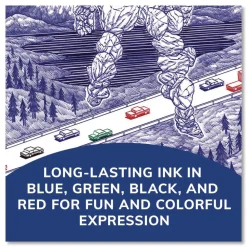 Discount Medium 1 mm Multi-Color Retractable Ballpoint Pen - Black/Blue/Green/Red Ink/Blue/White Barrel (12/Box) Pens, Pencils & Markers