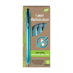 New ReVolution Ocean Bound Medium 1 millimeter Retractable Ballpoint Pen - Black Ink/Translucent Blue Barrel (1-Dozen) Pens, Pencils & Markers