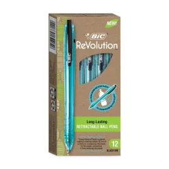 New ReVolution Ocean Bound Medium 1 millimeter Retractable Ballpoint Pen - Black Ink/Translucent Blue Barrel (1-Dozen) Pens, Pencils & Markers