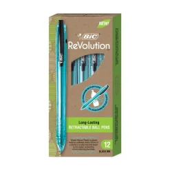 New ReVolution Ocean Bound Medium 1 millimeter Retractable Ballpoint Pen - Black Ink/Translucent Blue Barrel (1-Dozen) Pens, Pencils & Markers