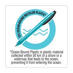 New ReVolution Ocean Bound Medium 1 millimeter Retractable Ballpoint Pen - Black Ink/Translucent Blue Barrel (1-Dozen) Pens, Pencils & Markers