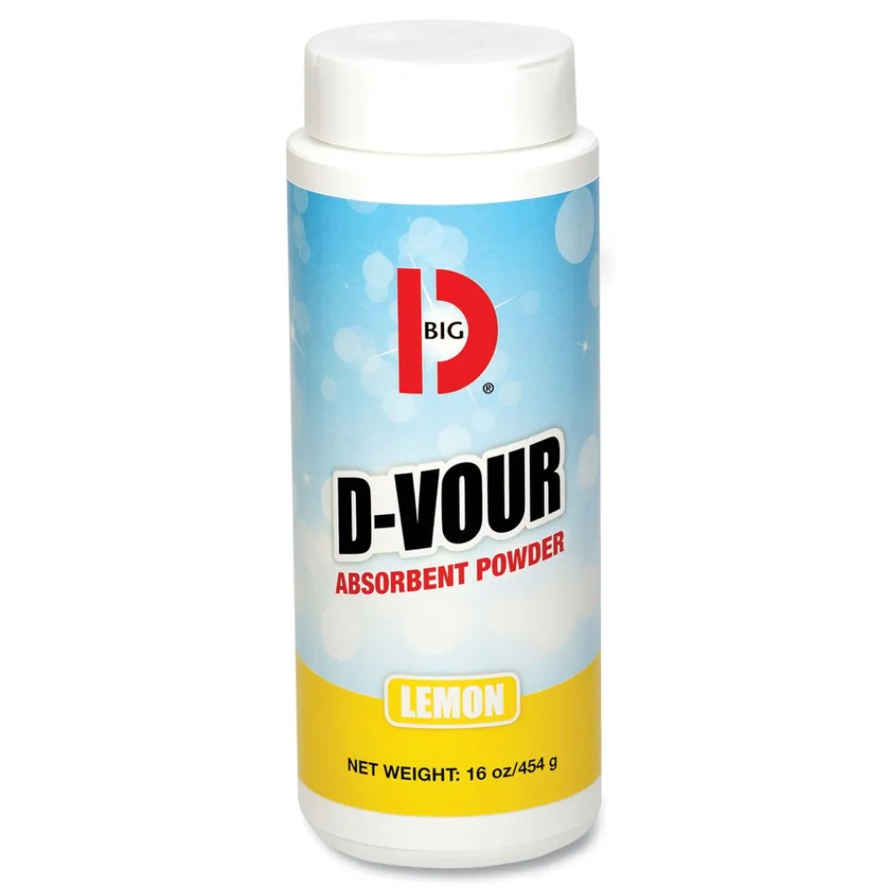 Sale 16 oz D-Vour Absorbent Powder - Lemon (6/Carton) Cleaning & Janitorial Supplies